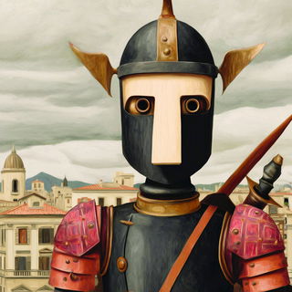 Floralbird Collage style, Midjourney V7: concept art character design of retropunk steam knight