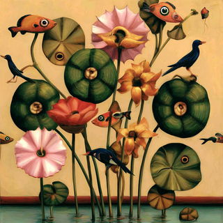 Floralbird Collage style, Midjourney V7: creative pattern composition
