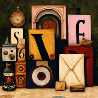 Floralbird Collage style, Midjourney V7: typographic composition with large letters