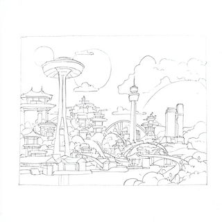 Vellumorph style, Midjourney V7: megacity with futuristic bioarchitecture