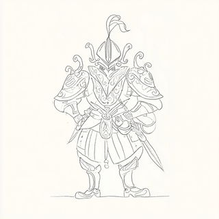 Vellumorph style, Midjourney V7: concept art character design of retropunk steam knight