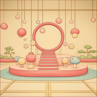 Opticuddle style, Midjourney V7: abstract 3D render