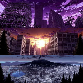 Chromacollagism style, Midjourney V7: megacity with futuristic bioarchitecture