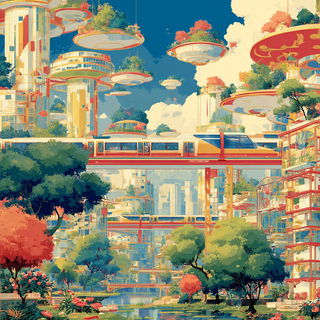 Lotus Masonry style, Midjourney V7: megacity with futuristic bioarchitecture