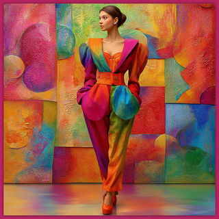 Chromaskin Masque style, Midjourney V7: haute-couture fashion outfit