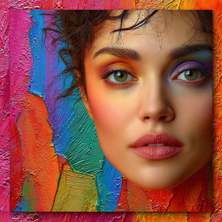 Chromaskin Masque style, Midjourney V7: photographic portrait of female protagonist