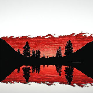 Ink Heraldry style, Midjourney V7: realistic landscape photograph of quiet dawn
