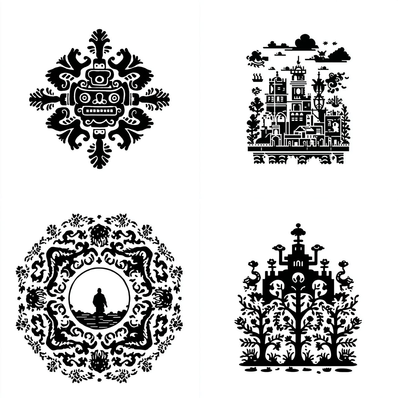 Ink Heraldry style, Midjourney V7, render 1 of 4