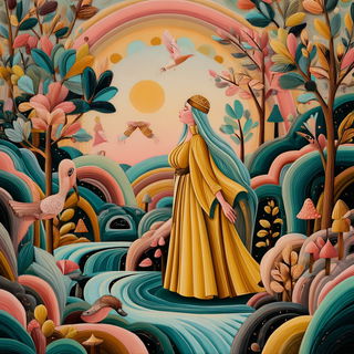 Chromaflorism style, Midjourney V7: retro fairy-tale illustration