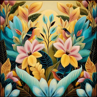 Chromaflorism style, Midjourney V7: creative pattern composition