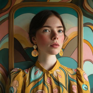 Chromaflorism style, Midjourney V7: photographic portrait of female protagonist