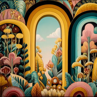 Chromaflorism style, Midjourney V7: typographic composition with large letters