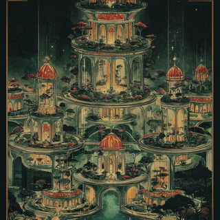 Forgehalo style, Midjourney V7: megacity with futuristic bioarchitecture
