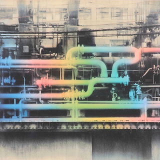 Celwash Prismatics style, Midjourney V7: technical infrastructure blueprint schematics