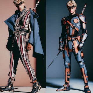 Roselacquer style, Midjourney V7: concept art character design of retropunk steam knight