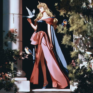 Roselacquer style, Midjourney V7: retro fairy-tale illustration
