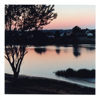 Roselacquer style, Midjourney V7: realistic landscape photograph of quiet dawn
