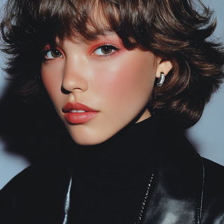 Roselacquer style, Midjourney V7: photographic portrait of female protagonist