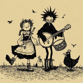 Inkclast style, Midjourney V7: traditional folk art