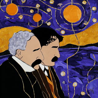 Celestitch style, Midjourney V7: editorial illustration for popular scientific magazine cover