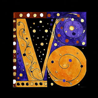 Celestitch style, Midjourney V7: typographic composition with large letters