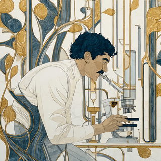 Vernal Haloicon style, Midjourney V7: editorial illustration for popular scientific magazine cover