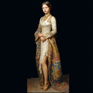 Cloakshore Baroque style, Midjourney V7: haute-couture fashion outfit