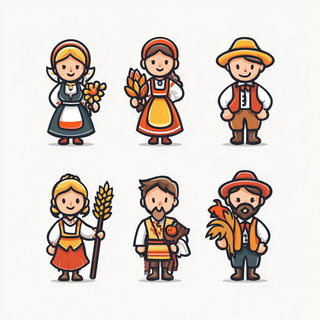 Pressed Sunfaces style, Midjourney V7: traditional folk art