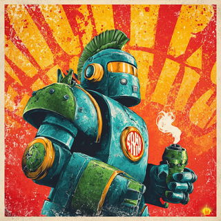 Molten Register style, Midjourney V7: concept art character design of retropunk steam knight
