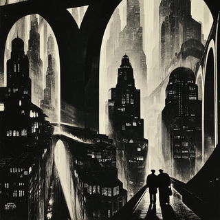 Silhouette Icebergism style, Midjourney V7: megacity with futuristic bioarchitecture