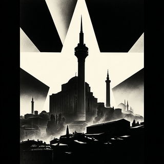 Silhouette Icebergism style, Midjourney V7: bold minimalist logo design for Istanbul city municipal services