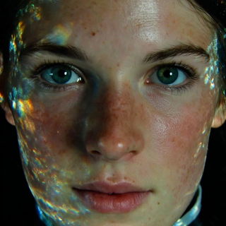 Hydrofacet style, Midjourney V7: photographic portrait of female protagonist