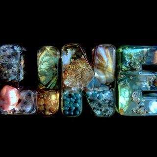 Hydrofacet style, Midjourney V7: typographic composition with large letters