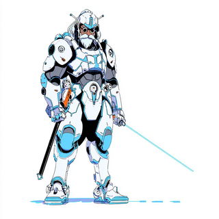 Oculus Imposition style, Midjourney V7: concept art character design of retropunk steam knight