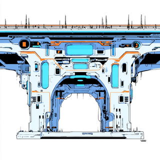 Oculus Imposition style, Midjourney V7: technical infrastructure blueprint schematics