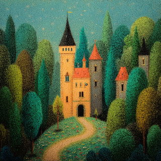 Tegumentale style, Midjourney V7: retro fairy-tale illustration