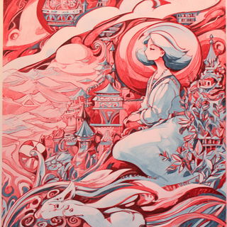 Pectoral Plume Canticle style, Midjourney V7: retro fairy-tale illustration