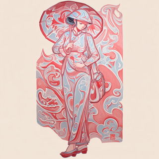 Pectoral Plume Canticle style, Midjourney V7: haute-couture fashion outfit