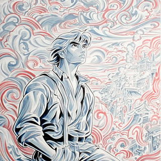 Pectoral Plume Canticle style, Midjourney V7: black-and-white manga comic strip