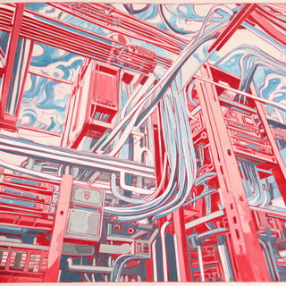 Pectoral Plume Canticle style, Midjourney V7: technical infrastructure blueprint schematics