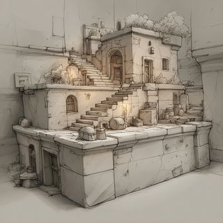 Sepiembroideria style, Midjourney V7: abstract 3D render