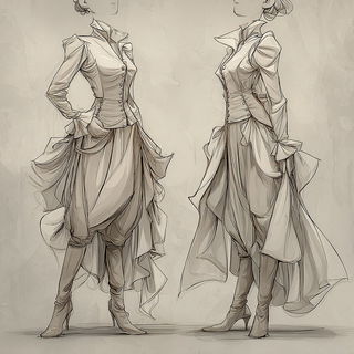 Sepiembroideria style, Midjourney V7: haute-couture fashion outfit