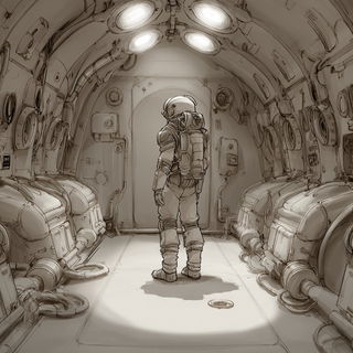 Sepiembroideria style, Midjourney V7: cinematic shot from sci-fi movie