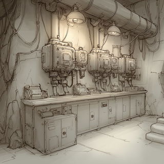 Sepiembroideria style, Midjourney V7: technical infrastructure blueprint schematics