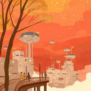 Rustlit Storybook Painting style, Midjourney V7: megacity with futuristic bioarchitecture