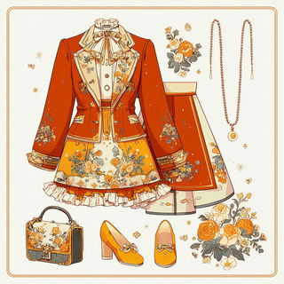 Calligrafleur style, Midjourney V7: haute-couture fashion outfit