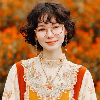 Calligrafleur style, Midjourney V7: photographic portrait of female protagonist