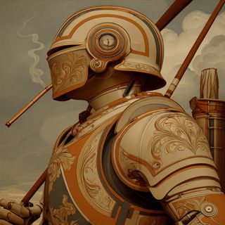 Archstep style, Midjourney V7: concept art character design of retropunk steam knight