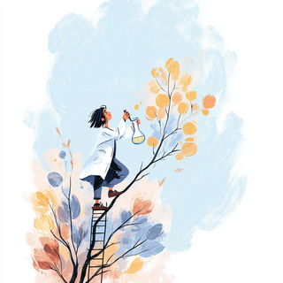 Peachsmoke style, Midjourney V7: editorial illustration for popular scientific magazine cover