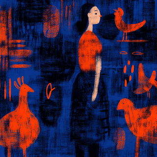 Stencil Thicket style, Midjourney V7: traditional folk art